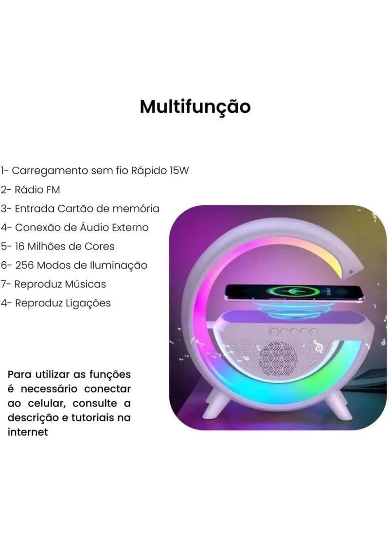 Caixa de Som, Luminária, Carregador por indução inteligente sem fio