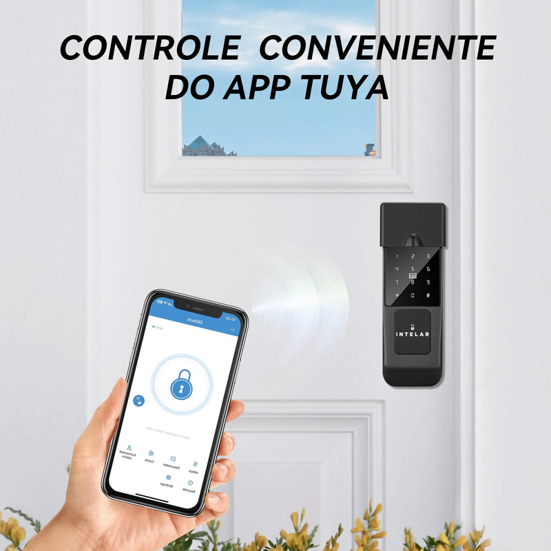 Fechadura Digital Biométrica de Aço Inteligente à prova d'água externa TUYA WIFI