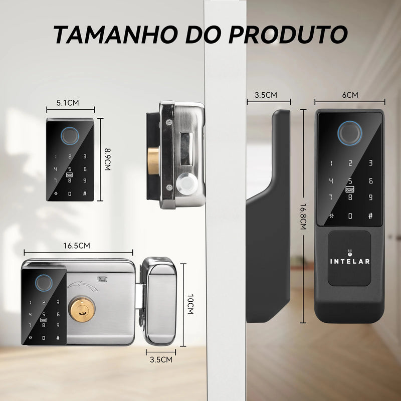 Fechadura Digital Biométrica de Aço Inteligente à prova d'água externa TUYA WIFI