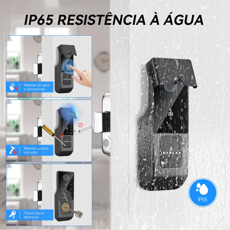 Fechadura Digital Biométrica de Aço Inteligente à prova d'água externa TUYA WIFI