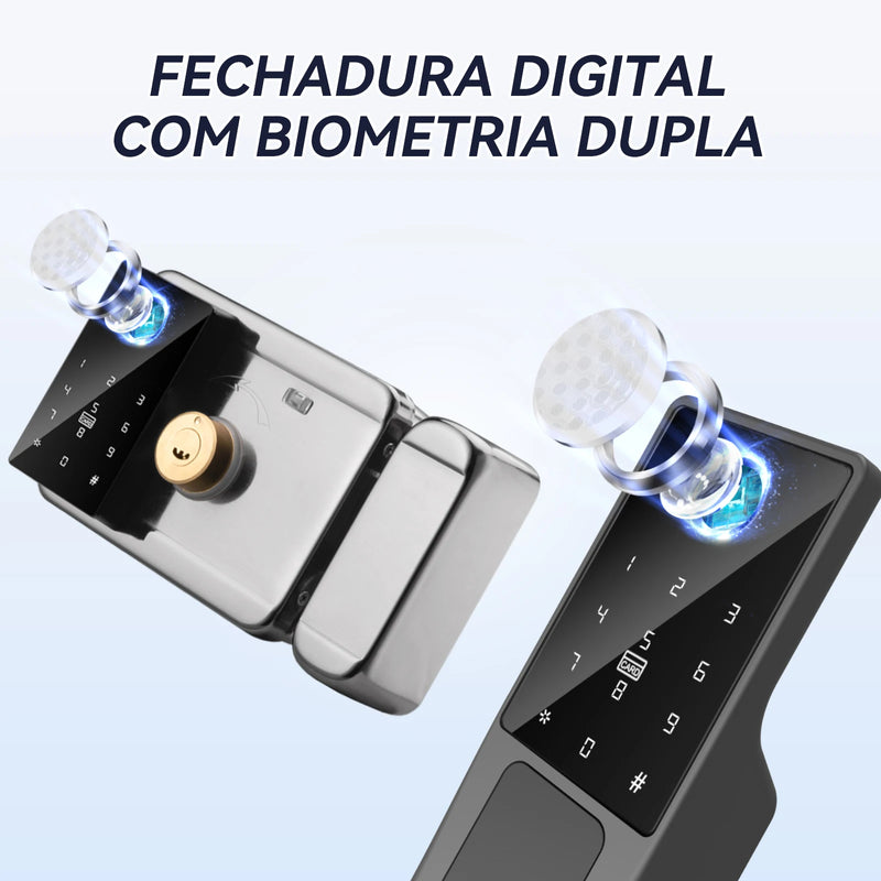 Fechadura Digital Biométrica de Aço Inteligente à prova d'água externa TUYA WIFI