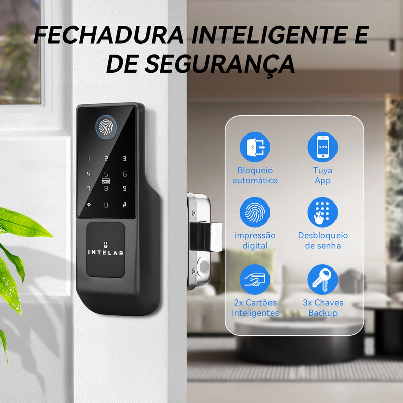 Fechadura Digital Biométrica de Aço Inteligente à prova d'água externa TUYA WIFI